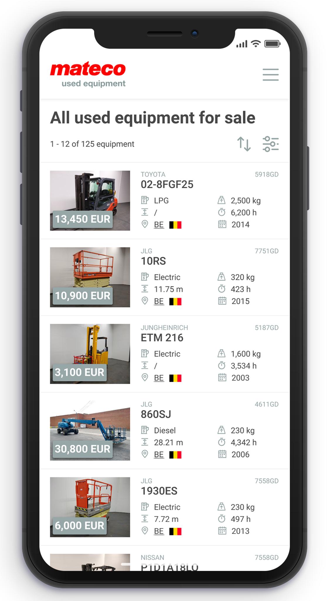 Mateco used equipment smart phone app