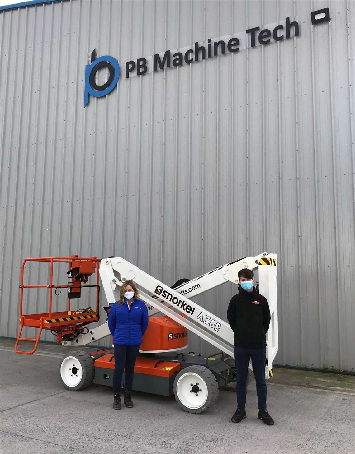 PB Machine Tech's managing director Lily Holmes receives the Snorkel A38E from Sean Hopkins, field sales representative, Ahern Ireland