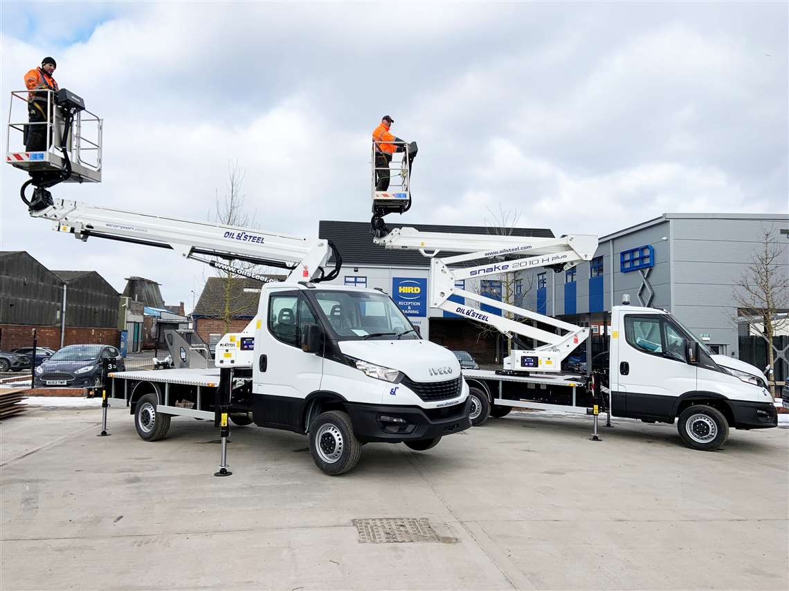 The Scorpion 2013 telescopic boom lift and the Snake 2010 H Plus articulating boom lift.