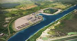 A rendering of the Port Arthur, Texas, LNG facility.