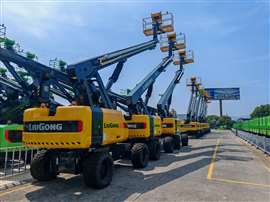 Completed boom lifts await delivery from LiuGong Access's factory in Zhenjiang, China (Image: KHL Group)