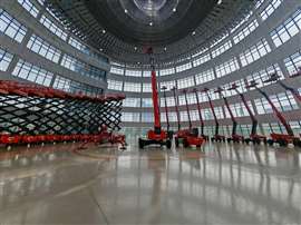 A range of Dingli machines at the access equipment manufacturer's headquarters outside Hangzhou, Zhejiang, China
