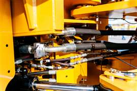 Pipes and tubes of the hydraulic system of a modern excavator tractor