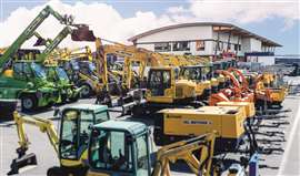 Photo showing a selection of construction equipment at HKL's new Herrenberg depot, which will supply customers in Baden-Württemberg, Germany. (Image: HKL) 