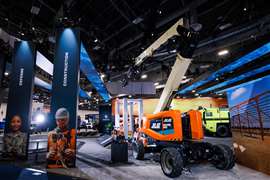 JLG EC600AJ+ boom lift with an end-effector system at CES 2026