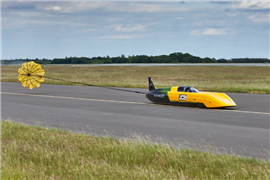 Hydromax deploys its parachute at the end of a test run at RAF Wittering (Image: JCB)