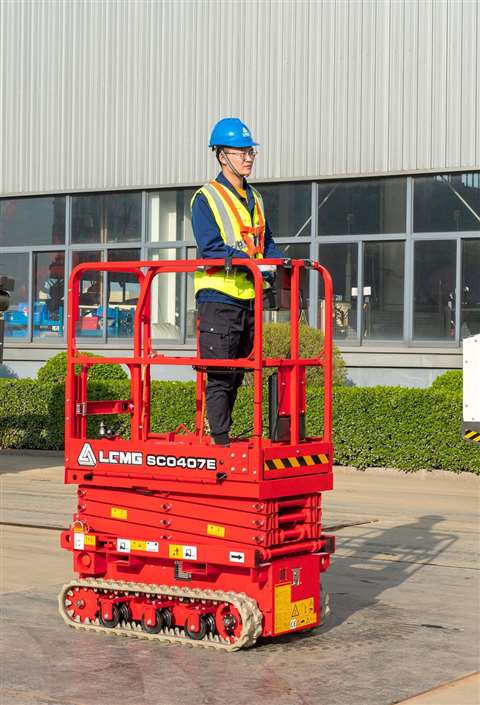 The LGMG SC0407E Crawler Scissor lift