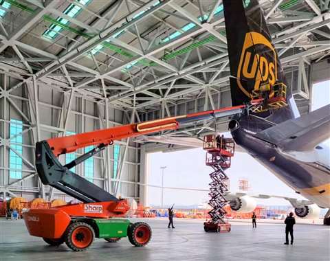 A Dingli aerial platform being used to access a plane