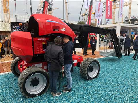 One of Manitou's new electric boom lifts on display at Bauma 2022. 