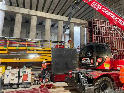 The Magni RTH 7.26 telehandler on site at Sydney Metro’s Chatswood station site. 