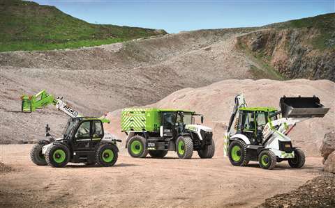 The new hydrogen refueller between JCB’s hydrogen powered telehandler and backhoe loader.