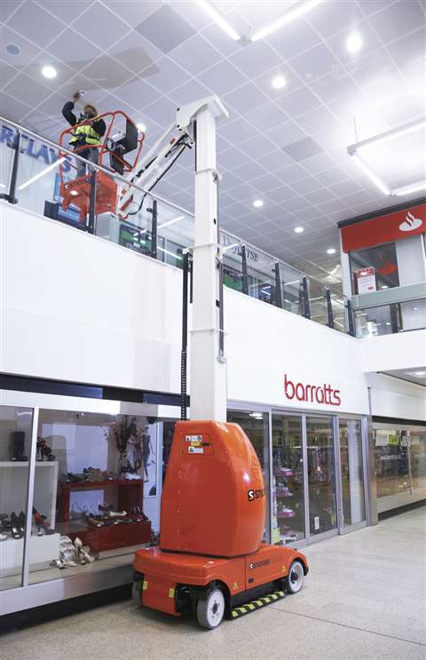 A Snorkel MB26J mast lift being used in the UK