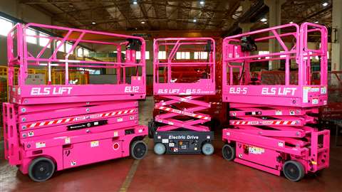 The new pink EL12, EL8-5 and EL5.5 Junior Sp models manufactured by ELS Lift