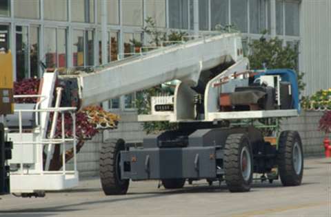 A prototype of XCMG's 22 m telescopic boom platform at the company's headquarters in Xuzhou, China.