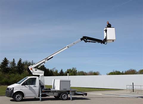 A 3.5 tonne GVW Versalift access platform mounted on a VW T5 Transporter chassis.