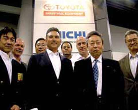 Dr Shankar Basu, centre left, with Aichi chairman Hisao Suzuk