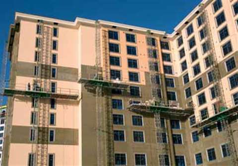 Sixty–five Scanclimber mast climbers, rented by Sunbelt Rentals to general contractor Welbro Buildin