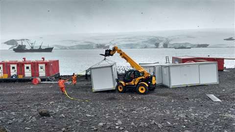 A Dieci Runner 40.13 telehandler at Carlini Base, on King George Island, South Shetland.