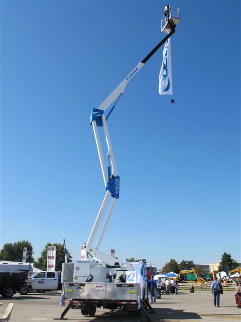 Socage debuted its new 65-foot bucket truck, pictured here, at ICUEE.
