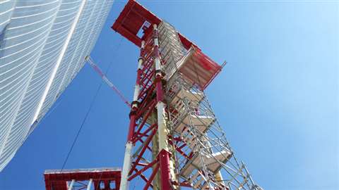 Pilosio PM towers at the Isozaki tower at CityLife, Milan, Italy. 