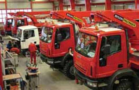The production line at Bison Palfinger's Lobau facility in Germany.