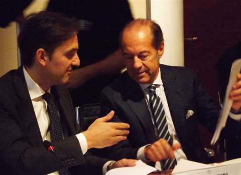 UNACEA president Paolo Venturi (L) with Veronafiere president Ettore Riello (R).
