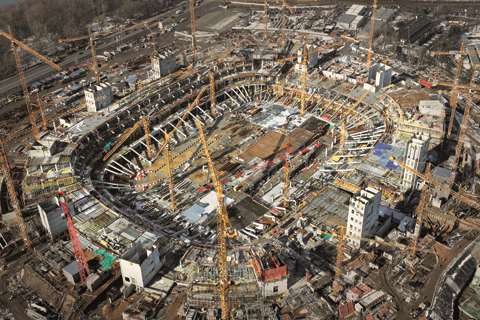 The Warsaw National Stadium under construction